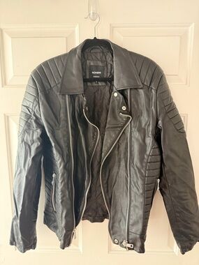 Men's Black Quilted Leather Bomber Jacket